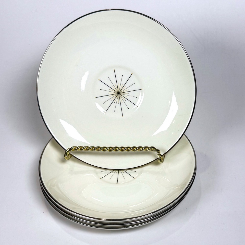 Vintage Homer Laughlin Modern Star Atomic Starburst Saucers Set of 4 MCM